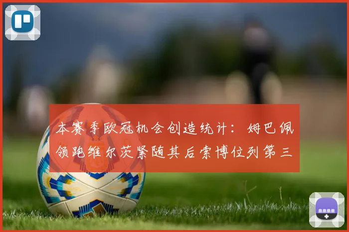 本赛季欧冠机会创造统计：姆巴佩领跑维尔茨紧随其后索博位列第三